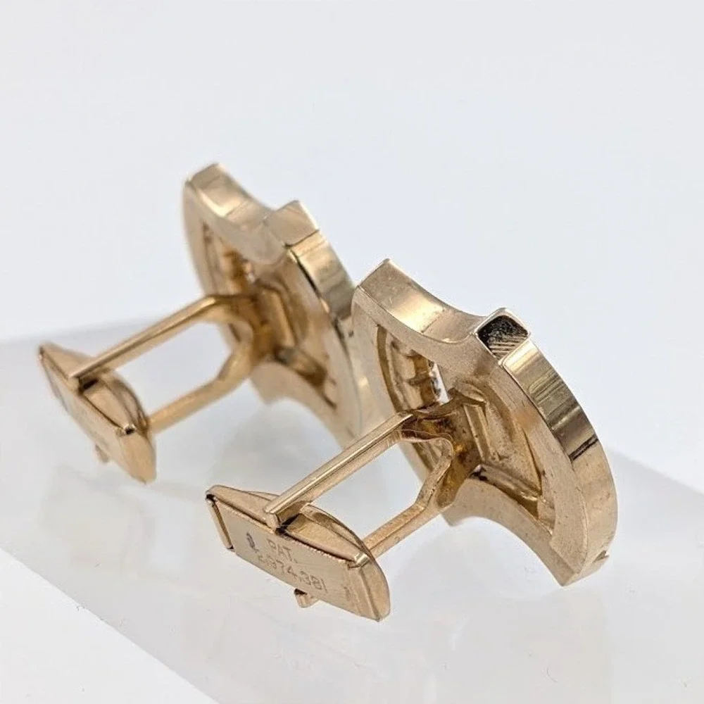Vtg Atomic Starburst Cufflinks MCM Gold Tone Black Enamel Rhinestone Pat 2974381